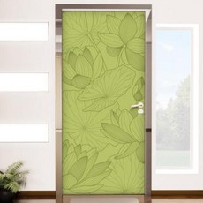 아트박스/꾸밈 dc469-로터스연꽃무늬_현관문시트지, 1.그린, 1.그린