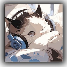 더담다 DIY 명화 유화 그림그리기, 1개, 침대고양이