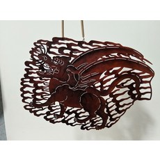 皮影 飛虎 傳統手工藝 牛皮雕刻 手工上色 尺寸34x26cm, 如圖所示, 1個