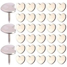 푸시 핀 하트 모양 코르크 보드 장식 메시지 드로잉 지도 압정 100개 팩 (혼합 색상), 실버