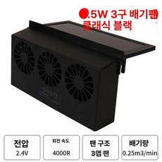 차량용 태양열 환풍기 공기 쿨러 선풍기 통풍기 냉각 서큘레이터 환기팬, [표준 3홀] 블랙, 기본 모델명/품번