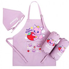 핑크퐁 토시 베리 3종세트 앞치마 두건