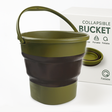 핫쏘잇 튼튼한 17L 다용도 접이식 양동이, 블랙카키, 1개