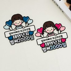 우남매토퍼 아기 기념일 2000일 성장, 1개, 여자