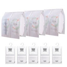 정리마당 행거 가리개 3p + 옷걸이형 제습제 5p, 플라워_3p + 옷걸이형 제습제 5p