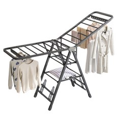品樂生活 翼型三層歐式曬衣架 HA160-3BK (免組裝/碟型衣架/曬衣架/雙翼衣架/戶外衣架/曬被架/大型晾曬架), 太空灰
