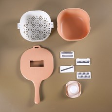 다기능 야채 절단기 가정용 주방 세척 및 절단 야채 감자 대패 격자 인공물, 오렌지, 1개