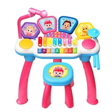 조카선물 베베핀 의자세트 4in1 마이크 드럼 키보드 어린이날 음악놀이, 1개
