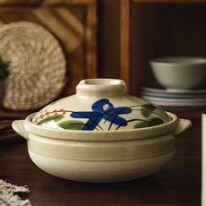 luntayo 煲仔飯鍋 燉鍋 適用燃氣竈 耐高溫, 1個, 桔梗花土砂鍋 / 2.5L