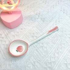 早餐碗草莓愛心碗高顏值ins網紅陶瓷甜品碗少女心可愛勺子宿舍情侶家用, 1個, Q彈水蜜桃勺子（1個裝）