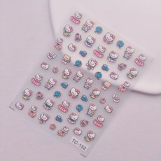 RoseAria 산리오 3D 캐릭터 네일 스티커, 1개, 핑크 + 블루