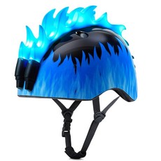 LED 조명이 있는 키즈용 자전거 헬멧 만 3-8세 남아용 아동용 조절 가능한 헬멧 스케이트보드 스쿠터용 키즈 레드 그래피티106997, 블루