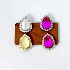 17-23mm물방울 비딩용 줄란 캡보석(10개), 백금도금, 1봉, 핫핑크