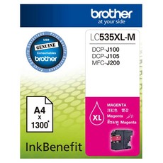 Brother 原廠墨水匣 LC539XLBK LC535XLC LC535XLM LC535XY 四色組合, 1個, LC535XLM 紅色