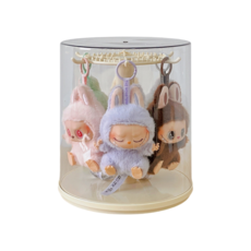 透明旋轉玩偶展示盒 防塵玩偶收納盒 公仔模型展示架, 奶油黃, 1個