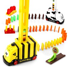 台灣出24H開發票 蜜蜂乳牛電動骨牌車(自動排列骨牌) 888玩具 888便利購, 1個, 小蜜蜂, 小蜜蜂