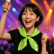 연두색 스카프. 쁘띠 삼각 쉬폰 하늘하늘 그린색 미니 스카프 국내산 은누디자인 정동원 팬덤 컬러