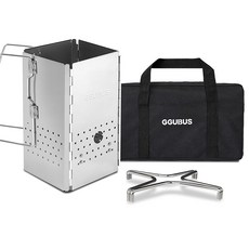 꾸버스 사각 차콜스타터 스텐레스 접이식 숯불 착화기 오덕 전용 가방포함 캠핑 휴대용 침니스타터 바베큐그릴, 1개