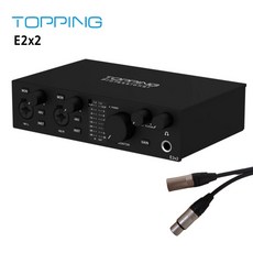찬양랜드 Topping 국내 정품 토핑 프로 USB 오디오 인터페이스 +케이블 레코딩 보컬 녹음 방송용, BK, E2x2 +마이크 케이블