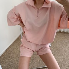 HS 半拉鍊式風衣短褲休閒套裝