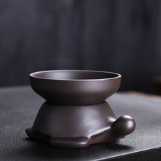 茶濾功夫創意茶漏斗托紫砂茶具陶瓷倒茶網過濾器配件濾器茶隔茶漏, 天目紫砂套組（祥龜款）, 1個