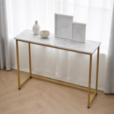 [국내제작] 인퍼니처 콘솔 폭좁은테이블 현관 테이블 카페 인테리어 화장대 850 950 완제품, 골드+대리석무늬