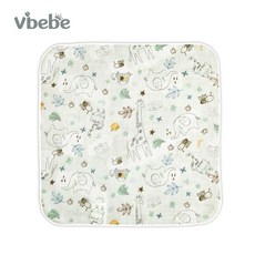 Vbebe 嬰兒純棉印花紗布手帕3入 台灣製 高吸水性 幼童口水巾 松石綠