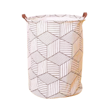 선데이클럽 대용량 튼튼한 손잡이 북유럽 캔버스 다용도 빨래 바구니 장난감 정리 바스켓, 라인 큐브(강화핸들)