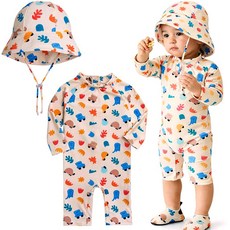 유아동 장난감 수트수영복 썬햇 2종 래쉬가드 모자세트