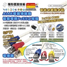 AiAR隱形匿蹤技術 智慧電網 PoE+ 工程級網路線 SFTP CAT6A 10Gbps/500Mhz 2入, 1個