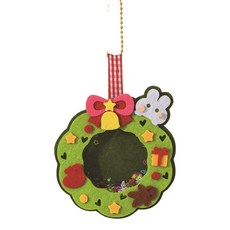 【聖誕款】卡通DIY搖搖樂 毛氈手作材料包 兒童益智玩具 不織布手工掛件 親子創意禮物 幼兒園DIY課程, 1個, 聖誕花圈