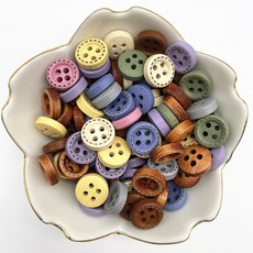 4 버튼 10mm 컬러 의류 버튼 액세서리 웨딩 50 장식 키즈 우드 홀 재봉 미니, 1개, 55