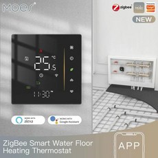 MOES Zigbee 온도 조절기 물전기 바닥 난방 가스 보일러 습도 실내 온도 컨트롤러 Tuya Alex 5A16A 작동, 2)China Mainland, water heating black