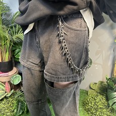 台灣出貨 褲鏈 褲鏈 爆款歐美朋克黑色金屬鉚釘褲鏈潮男個性暗黑復古ins項鏈男女通用, 主圖款, 1個