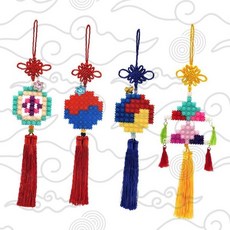 전통 매듭 노리개 컬러 블록 조립 한국 문화 체험 교육 완구 태슬 장식, 1개, 4.괴불