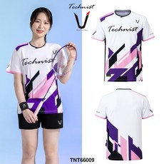 테크니스트 배드민턴 티셔츠 반팔 상의 화이트 퍼플 핑크 TNT66009 남성 여성 경기복
