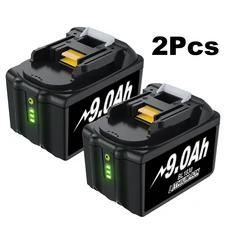마키타 18V 배터리 BL1830용 9.0Ah/6.0Ah 충전식 교체 전동 공구, 02 2Pcs 9.0Ah Battery, 01 빠른