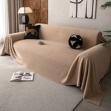 겨울용 심플 일체형 보온 플리스 소파커버, 1개, 카키색