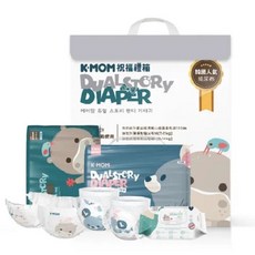 K-MOM 祝福禮箱 頂級超薄瞬吸紙尿布 玩睡褲 濕紙巾掀蓋柔花100抽, 1個