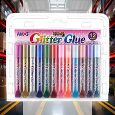 반짝이풀 크롬쉘 12개 색깔풀 종이접기 빤짝이풀 학습용 종이데코 창의력