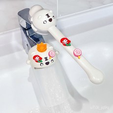 水龍頭延伸器 延長管 硅膠導水槽 可愛卡通兒童寶寶洗手防濺水神器, 黃手柄黃延伸器2睡美人桔花,升級款, 1個