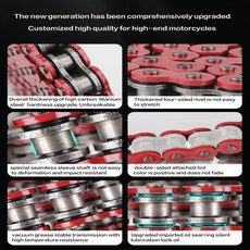 범용 다채로운 오토바이 체인 오일 씰 O-링 520 428 136 ATV Quad MX Enduro Motard Racing 링크, 08 520-120L RED