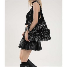 소울린느 가볍고 편안한 빅사이즈 지갑 포함 스팽글 에코백 (2color)