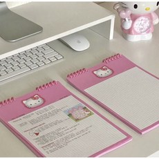 왕솥단지-고전 헬로키티 B5 스프링 메모 모눈패드 공시생 노트, 핑크