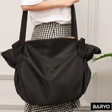 BARYO 대용량 펼쳐지는 장바구니 가방, 1개, 블랙