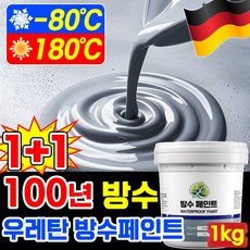 [10초 속건] 독일 옥상 방수액 수성발수제 페인트 결로 곰팡이 방지 본드 친환경 침투형 내외벽 방수제 지붕 바닥 균열 복원 보수제 그레이, 2개, 1kg