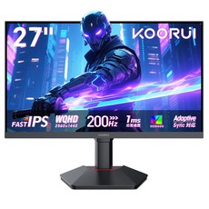 KOORUI WQHD(2560x1440) 200Hz 1ms(OD) Fast IPS 350nit DCI-P3 95%sRGB 100% HDR400Adaptive SyncHDMIx2DP