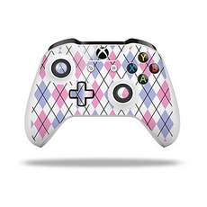 XBOX One SX 컨트롤러와 호환되는 WraptorSkinz 데칼 비닐 스킨 랩 - 아가일 핑크 및 블루컨트롤러 미포함, XBOX One SX 컨트롤러와 호환되는 Wraptor