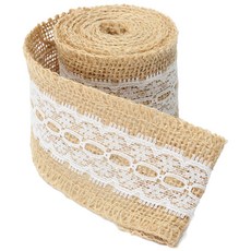 吉妮雜貨 麻布蕾絲織帶(每米) - 手工藝裝飾材料, 棕色和白色, 1個