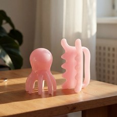 세티데이 문어 괄사 두피 마사지기, 핑크, 1세트